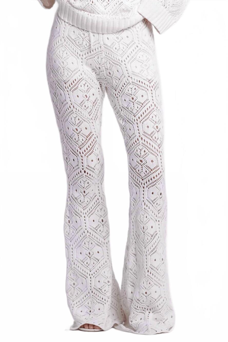NEW PATBO knit flare leg pant in white